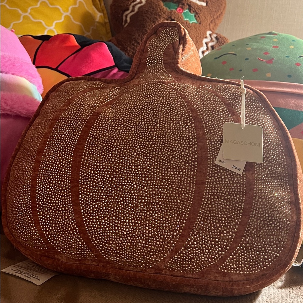 Magaschoni Velvet Pumpkin Pillow in Orange